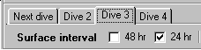 Multiple dive tabs